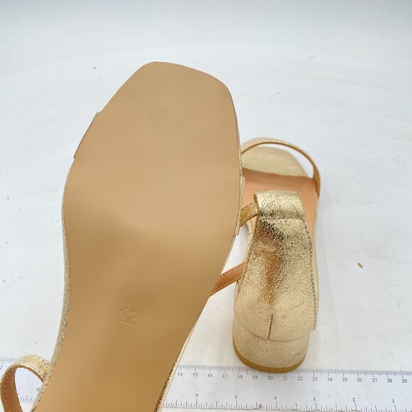 XYD Gold Open Toe Ankle Strap Buckled Low Chunky Heel Dress Sandal - Picture 6 of 8